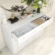 A luxurious vanity with eight drawers