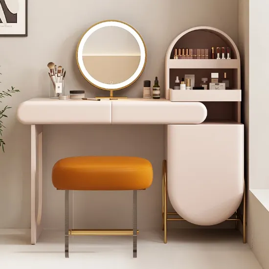 Luxury Vanity with LED Mirror and Stool
