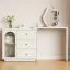 Extendable Makeup Vanity Table with 3 Drawers and Elegant Acrylic Door
