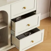 Extendable Makeup Vanity Table with 3 Drawers and Elegant Acrylic Door