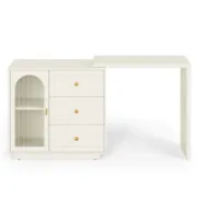 Extendable Makeup Vanity Table with 3 Drawers and Elegant Acrylic Door