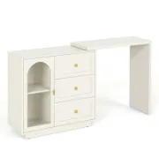 Extendable Makeup Vanity Table with 3 Drawers and Elegant Acrylic Door