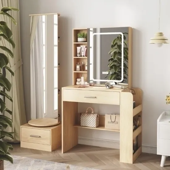 Vanity Set with Tri-Color Illuminated Mirror