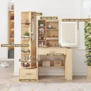 Vanity Set with Tri-Color Illuminated Mirror