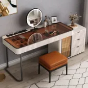 Vanity Set with Mirror and Stool