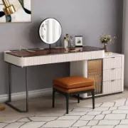 Vanity Set with Mirror and Stool