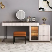Vanity Set with Mirror and Stool