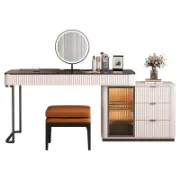 Vanity Set with Mirror and Stool