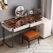 Vanity Set with Mirror and Stool