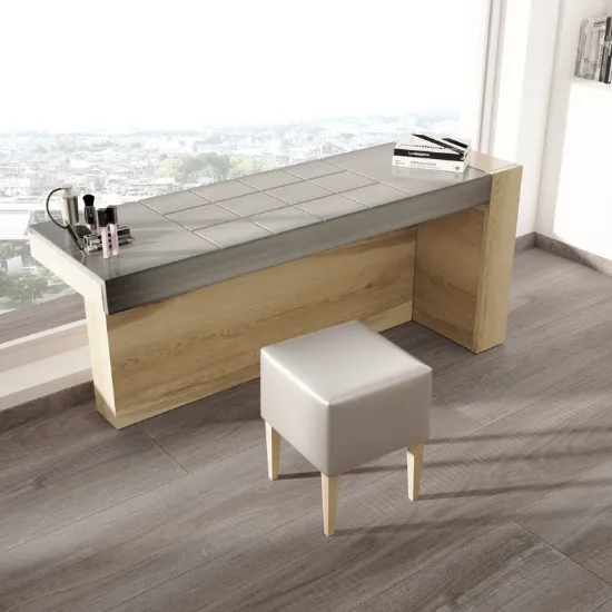 Vanity Set with Mirror and Stool