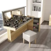Vanity Set with Mirror and Stool