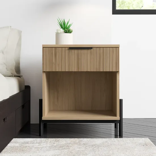 1-Drawer Nightstand with Open Cubby