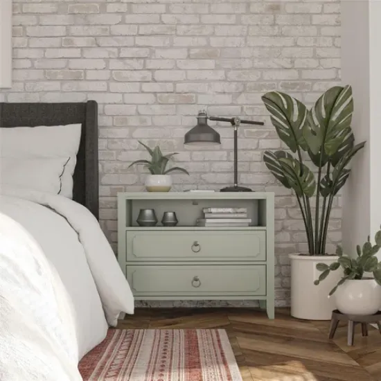 Elegant 2-Drawer Nightstand with Soft White Finish