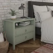 Elegant 2-Drawer Nightstand with Soft White Finish
