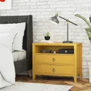 Elegant 2-Drawer Nightstand with Soft White Finish