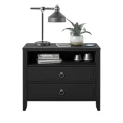 Elegant 2-Drawer Nightstand with Soft White Finish
