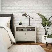 Elegant 2-Drawer Nightstand with Soft White Finish