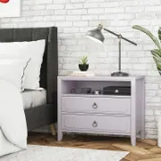 Elegant 2-Drawer Nightstand with Soft White Finish