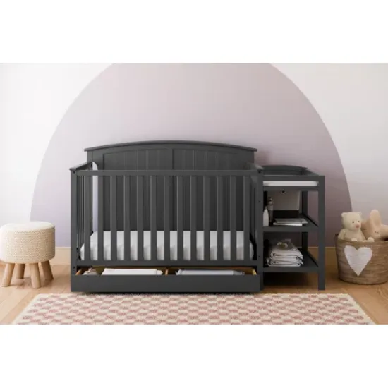 5-in-1 Convertible Crib and Changer with Storage