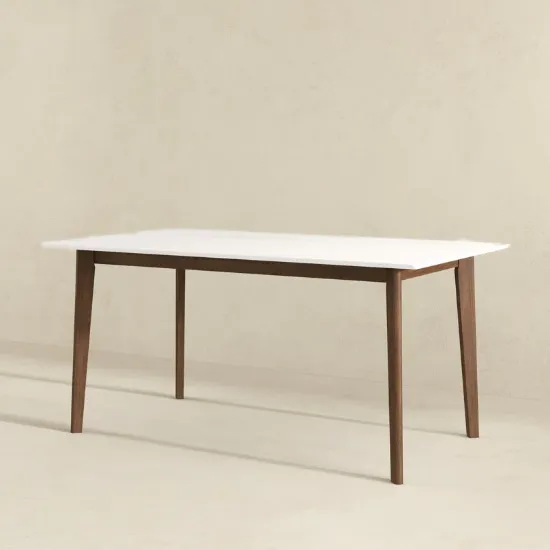 Mid-Century Modern Rectangular Solid Wood Dining Table