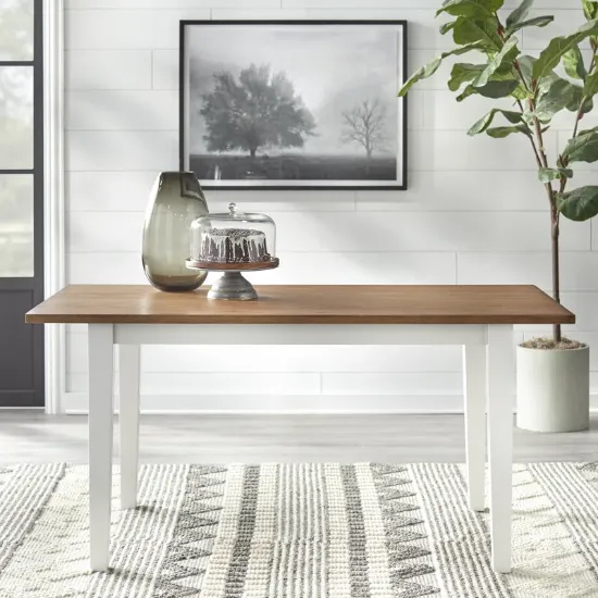 Rectangular Solid Wood Base Dining Table