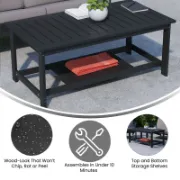 Indoor/Outdoor Poly Resin 2-Tier Coffee Table