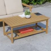 Indoor/Outdoor Poly Resin 2-Tier Coffee Table