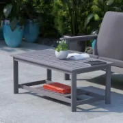 Indoor/Outdoor Poly Resin 2-Tier Coffee Table