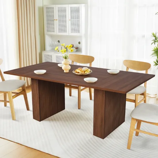 Modern Rectangular Dining Table with Double Pedestal
