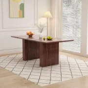 Modern Rectangular Dining Table with Double Pedestal