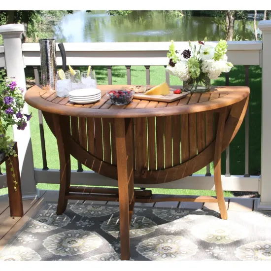 Round Eucalyptus Outdoor Folding Dining Table
