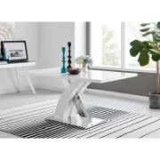 Modern High Gloss Dining Table with Chrome Metal Base