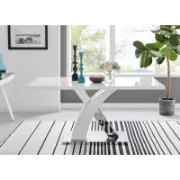 Modern High Gloss Dining Table with Chrome Metal Base