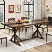 Large Rustic Farmhouse Dining Table with Adjustable Legs