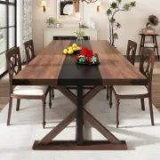 Large Rustic Farmhouse Dining Table with Adjustable Legs