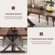 Large Rustic Farmhouse Dining Table with Adjustable Legs
