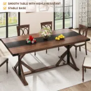 Large Rustic Farmhouse Dining Table with Adjustable Legs