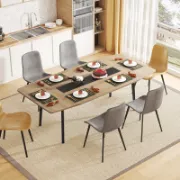 Modern Dining Table with Boat-Shaped Design and Spacious Seating