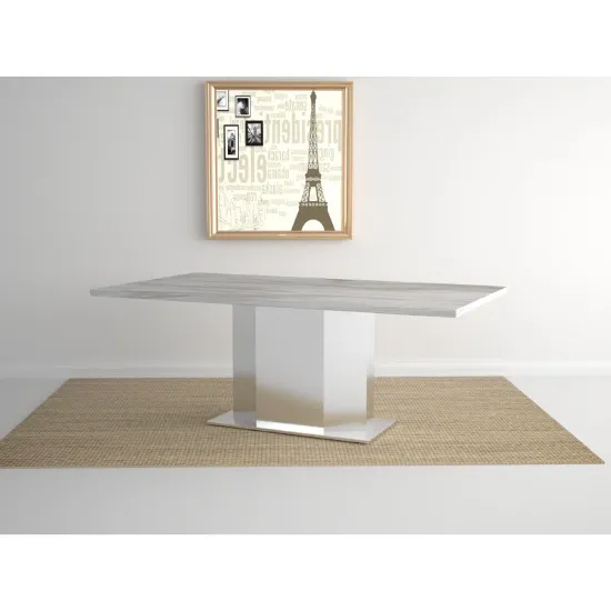 Dining Table with Stainless Steel Base