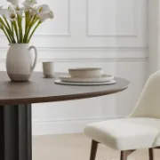 Solid Wood Round Dining Table with Customizable Base