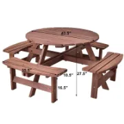 Round Fir Outdoor Picnic Table