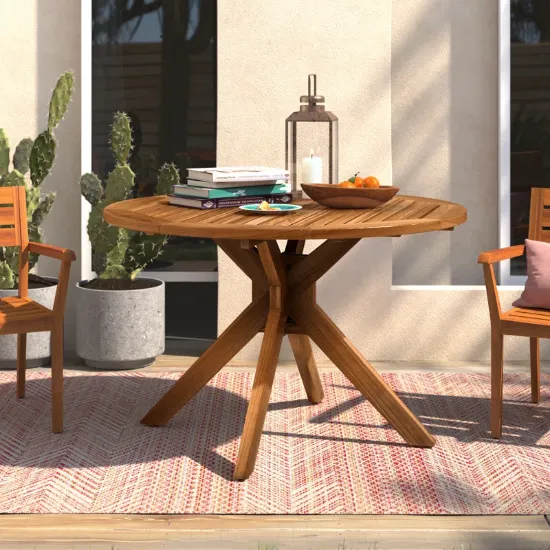Round Acacia Outdoor Dining Table