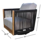 Swivel Teak Armchair with Rope Back and Weather-Resistant Cushions