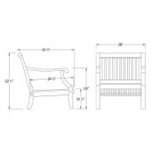 Teak Outdoor Armchair with Thick Gray Cushions