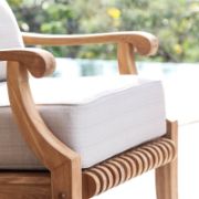 Teak Outdoor Armchair with Thick Gray Cushions