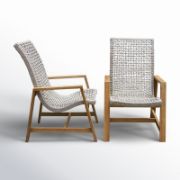 Teak Patio Chair Set with Woven Accents