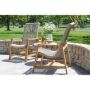 Teak Patio Chair Set with Woven Accents