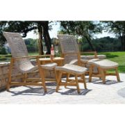 Teak Patio Chair Set with Woven Accents