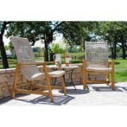 Teak Patio Chair Set with Woven Accents