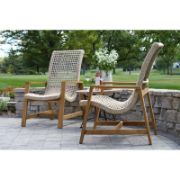Teak Patio Chair Set with Woven Accents